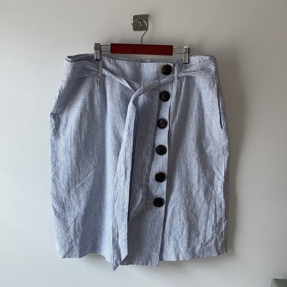 Boden Blue & White Striped Seeersucker Skirt 14 - Picture 3 of 11